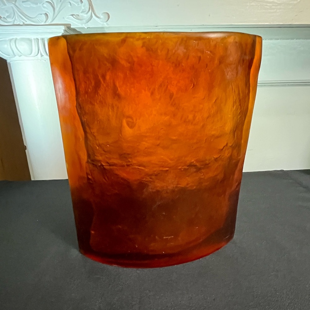Vintage 1990s acrylic resin sculptural vase unsigned textured handmade OOAK
